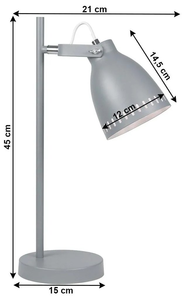 Stolná lampa, sivá/kov, AIDEN TYP 1