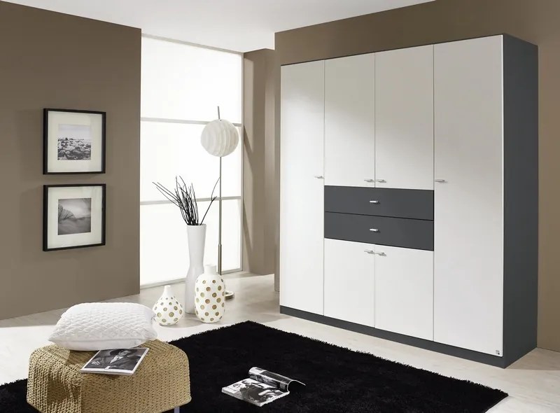 Šatníková skriňa Landsberg, šedá/bílá