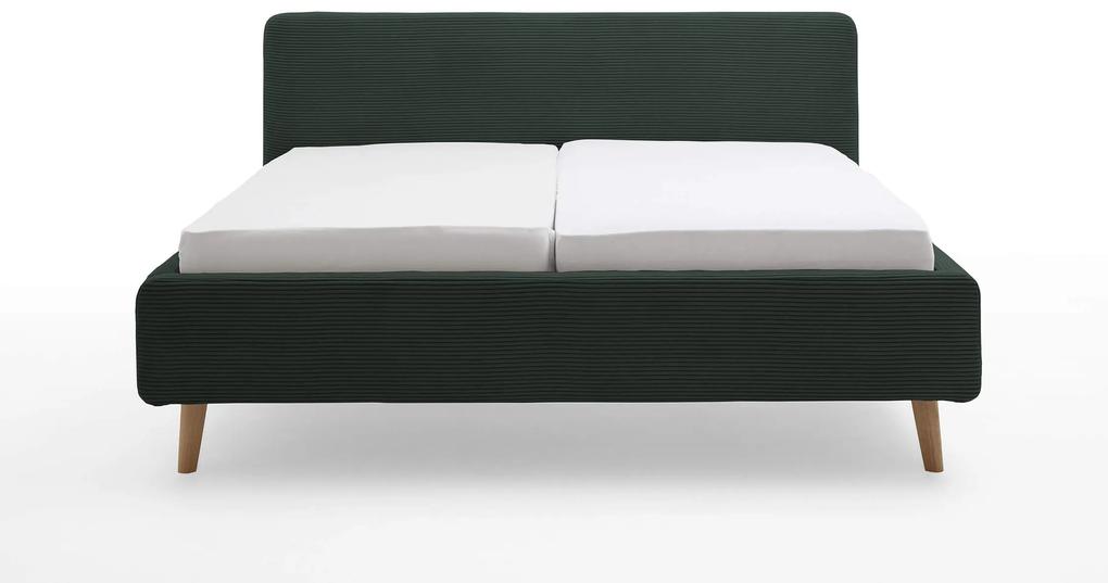 Čalúnená posteľ taupe 160 x 200 cm menčester zelená MUZZA