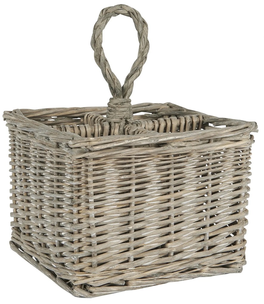 IB LAURSEN Prútený košík Cutlery Basket Grey Willow