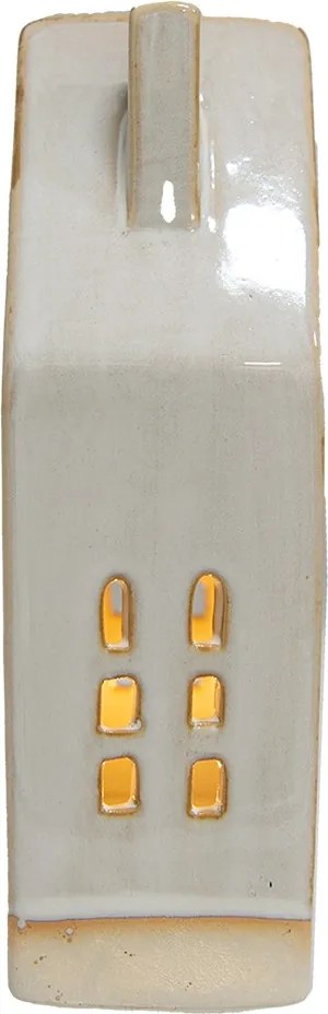 Béžový porcelánový domček s LED svetielkami Chrie - 8*5*18 cm