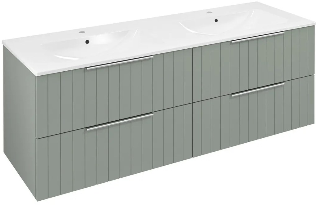 Sapho Sapho, CIRASA umývadlová skrinka s dvojitým umývadlom 141x54x46cm, verde strip, CR141-4444S-21