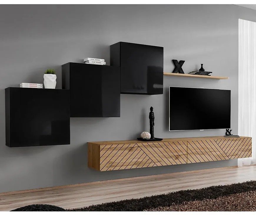 Obývacia Stena Switch X Line Čierna/Wotan