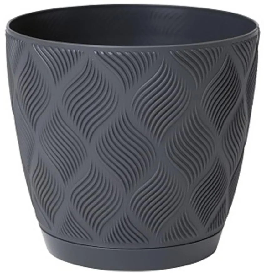 Kvetináč Flow Petit 15 s podmiskou 014 antracit