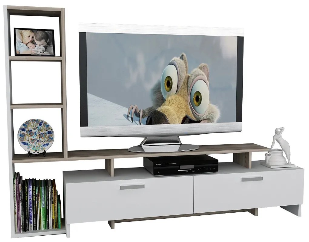 Dizajnový TV stolík Haddie 168,2 cm biely