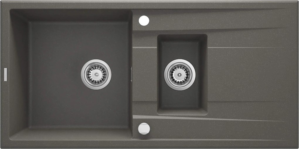 Deante Eridan, granitový drez na dosku 1000x500x208 mm Z/O, 3,5" + priestorovo úsporný sifón, 1,5-komorový, antracitová metalíza, DEA-ZQE_T513