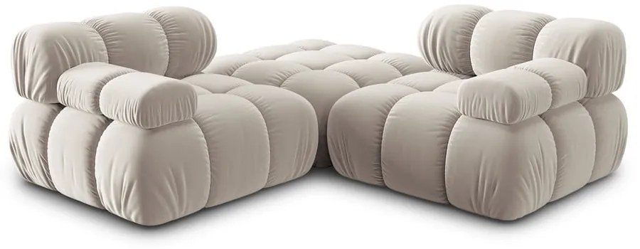 Béžová zamatová modulárna rohová pohovka (variabilná) Bellis – Micadoni