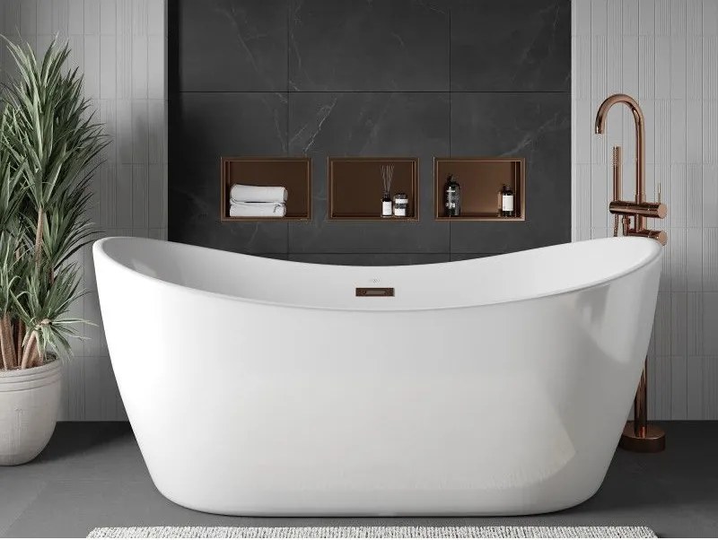 Mexen X-Wall-R, polica na zapustenie s prírubou 30 x 20 cm, medená matná - 19C0302010