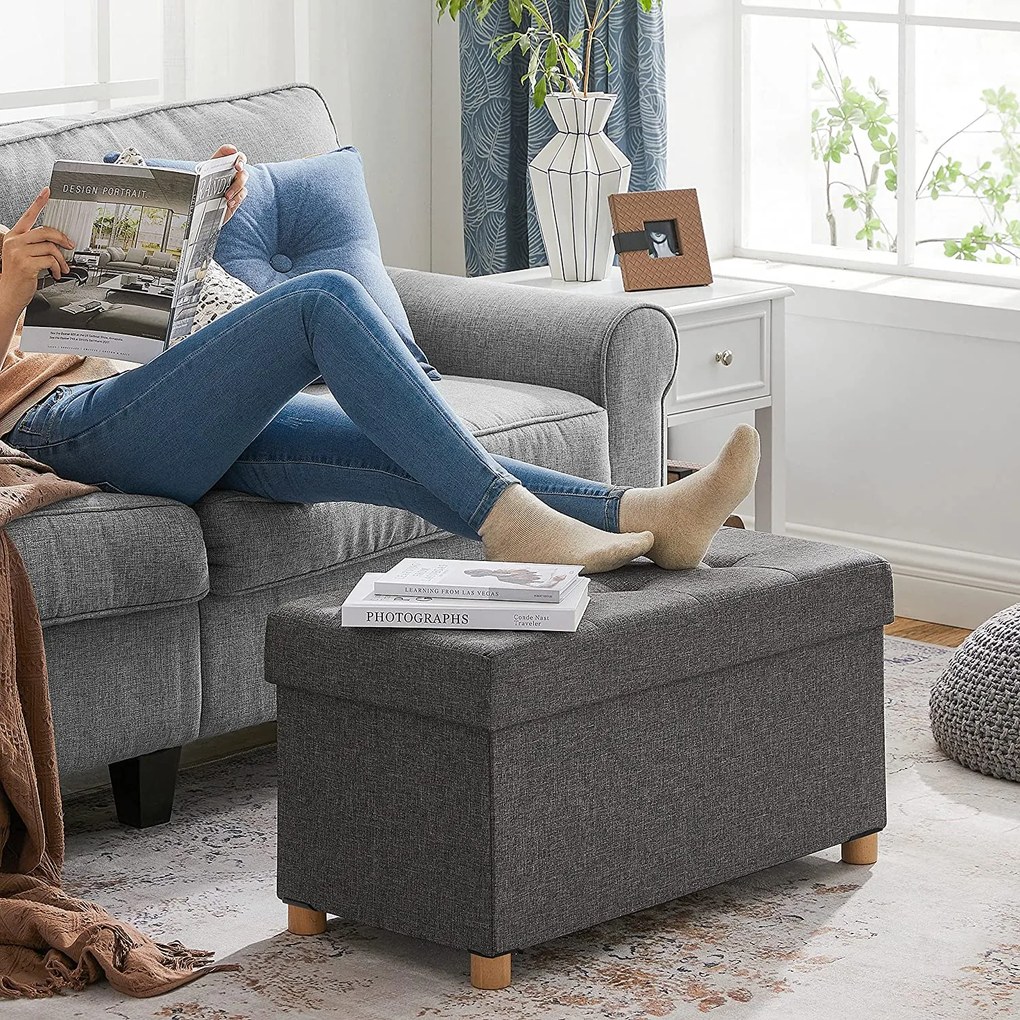 Taburetka 65 L, lavica s úložným priestorom, nosnosť 300 kg, tmavošedá