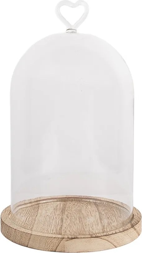 Drevený podnos so skleneným poklopom so srdiečkom - Ø 14*22 cm