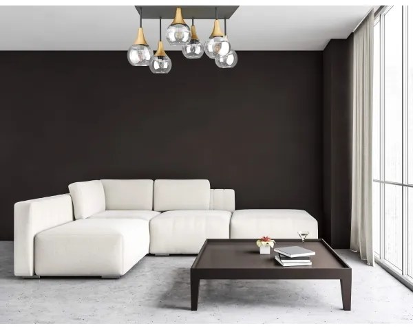 Prisadený luster SOMA 6xE27/60W/230V čierna/zlatá/číra