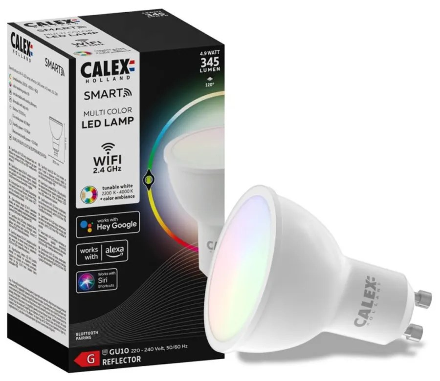 LED GU10 SMART WiFi žiarovka 4,9W 345lm RGB + CCT TUYA CALEX