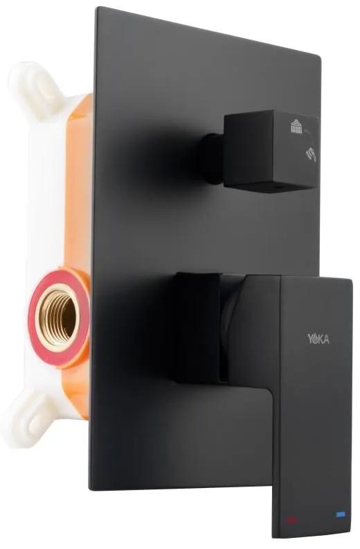 Erga Dual, podomietková sprchová súprava s dažďovou hlavicou 30x30 cm, i-BOX inštalačný systém, čierna matná, ERG-YKA-BP.DUAL30-BLK