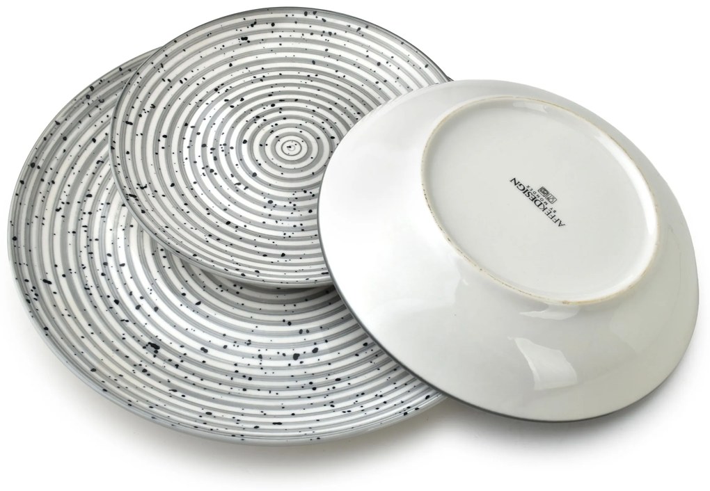 Porcelánová sada 18 ks STRIPES GREY šedá