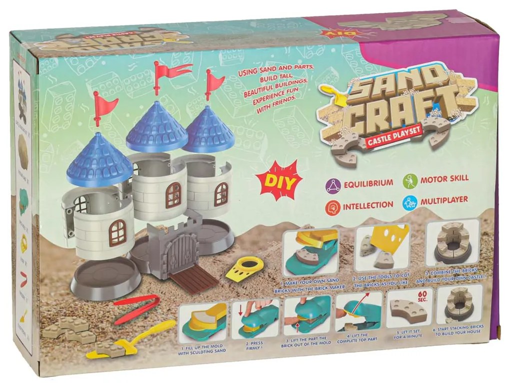 KIK Detská súprava do piesku HRAD 750 g – kreatívny set s príslušenstvom, náradím 3+