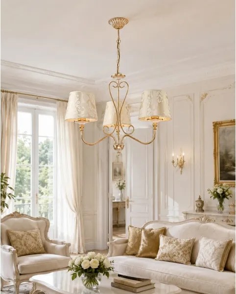 BRILAGI - Luster na reťazi SONIA 3xE27/15W/230V, priemer 64 cm, krémová/patina