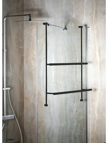 SAPHO 1301-09B závesný držiak na uteráky pre sprchovú zástenu 60 x 73 x 12,5 cm, čierna mat