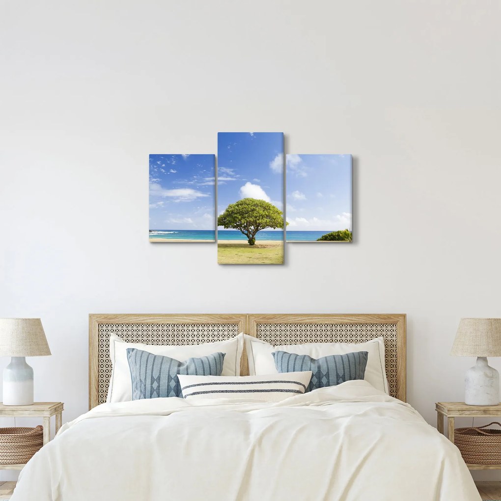 Obraz pláže so stromom (90x60 cm)
