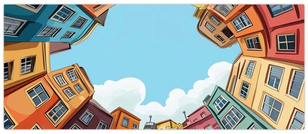 Obraz - Medzi domami (120x50 cm)