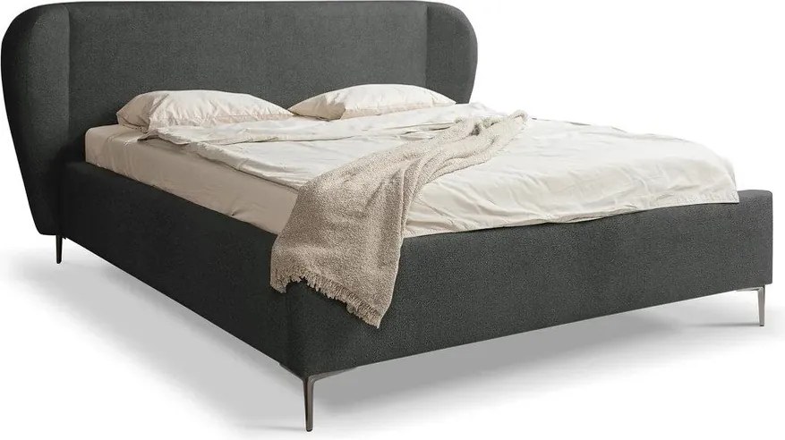 Tmavosivá čalúnená dvojlôžková posteľ s roštom 160x200 cm Makana – Makamii