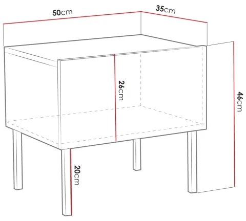 Nočný stolík EXITO 46x50 cm biela/zlatá