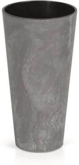 Vysoký kvetináč TUBUS SLIM BETON EFFECT, priemer 40 cm, výška 76,2 cm, sivý