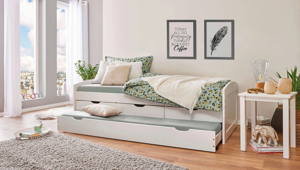 XXXLutz POSTEĽ S VÝSUVNÝM LÔŽKOM, 90/190 cm biela MID.YOU - Detské izby - 000528037903