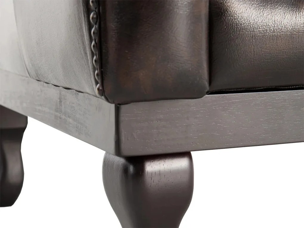 furniture-nabytek.cz - Masivní křeslo Chesterfield Dover z pravé kůže, hnědé
