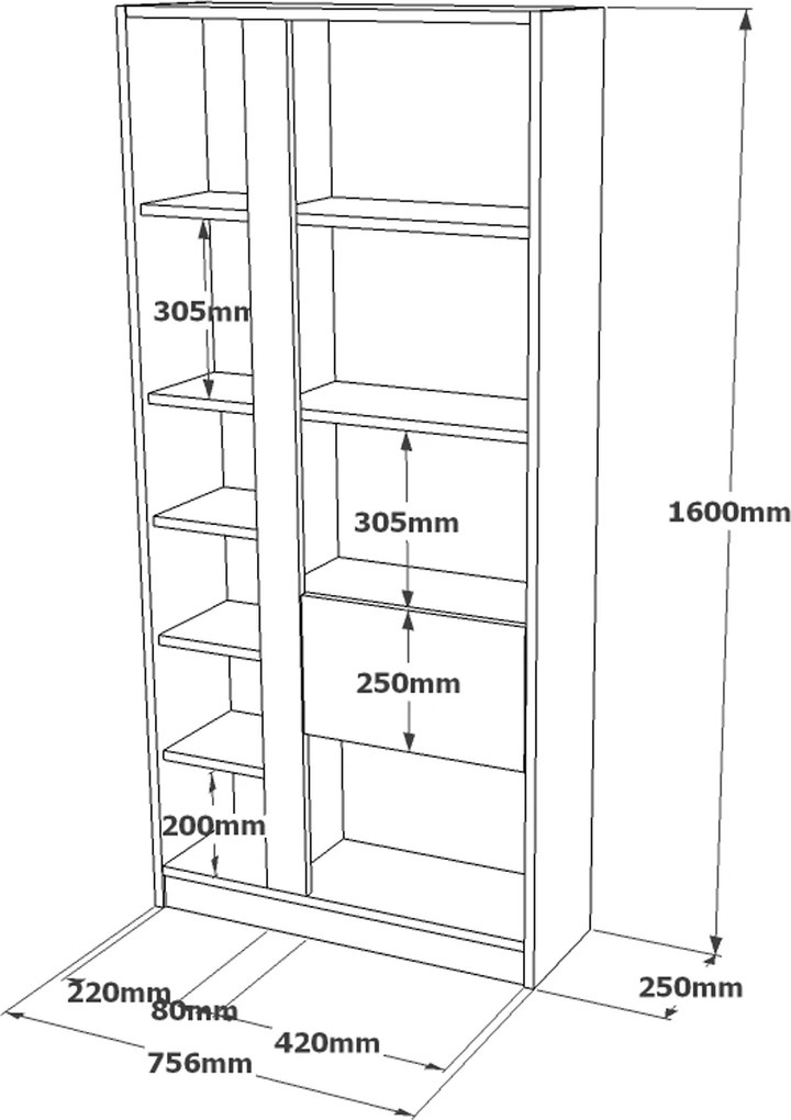 Knižnica Houseland Sage biela/dub Wotan