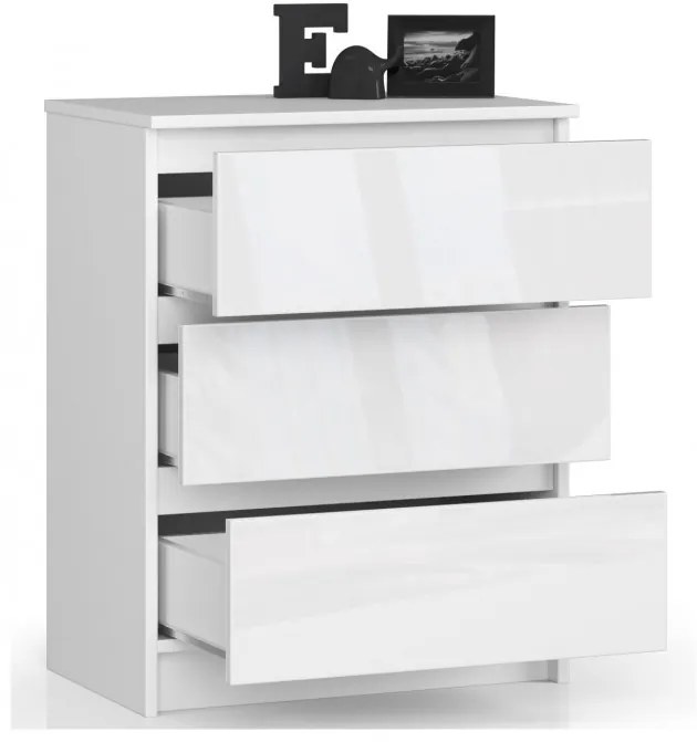 Komoda K60 3SZ CLP biela, lesk