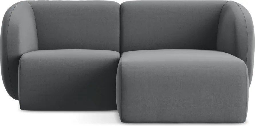 Sivá zamatová rohová pohovka (pravý roh/s leňoškou) Lani – Makamii