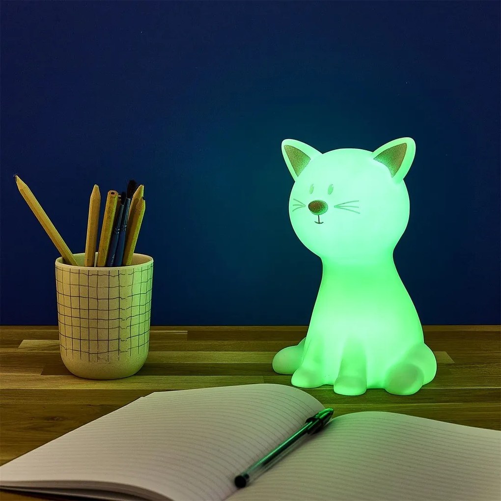 LED detské nočné svetlo CATTY 19cm, biela