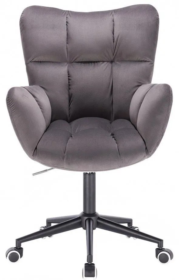 LuxuryForm DESIGN Kreslo AURORA VELUR na čiernej podstave s kolieskami - tmavo šedé