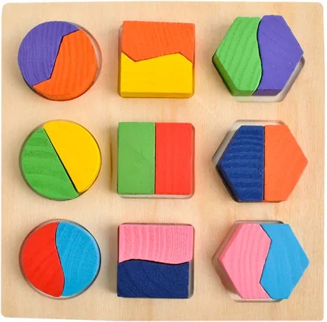 ISO Drevené puzzle, geometrické tvary, 6827