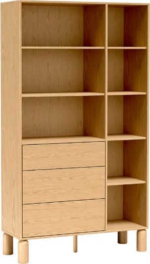 Moderná dizajnová knižnica CAJA dub bookmatch 110 cm