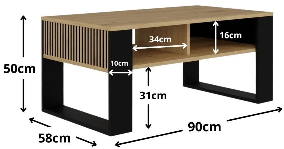 Konferenční stolek LAWA Modern 2P Slim dub artisan/černý