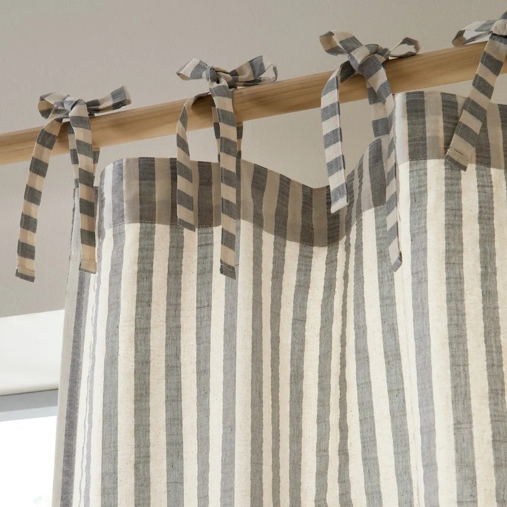 Sivý záves 140x183 cm Zanzibar Woven Stripe – Pineapple Elephant