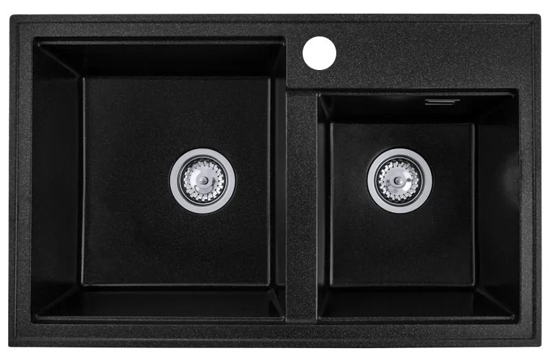 Gamma Modern 8020, 2-komorový granitový drez 795x495x210 mm, čierna škvrnitá, GMA-ZLE000025