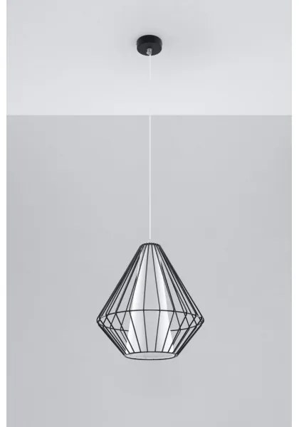 Luster na lanku DEMI 1xE27/60W/230V čierna/biela