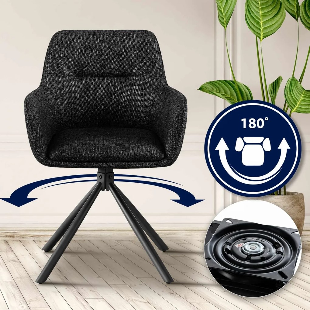 Stolička Tipton, látka - čierna