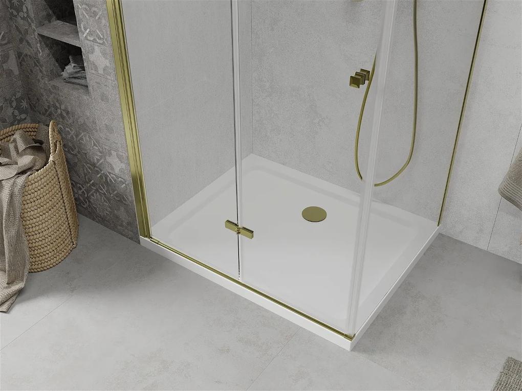Mexen Lima sprchovací kút 100x90cm, 6mm sklo, zlatý profil - číre sklo + Slim sprchová vanička - 856-100-090-50-00-4010