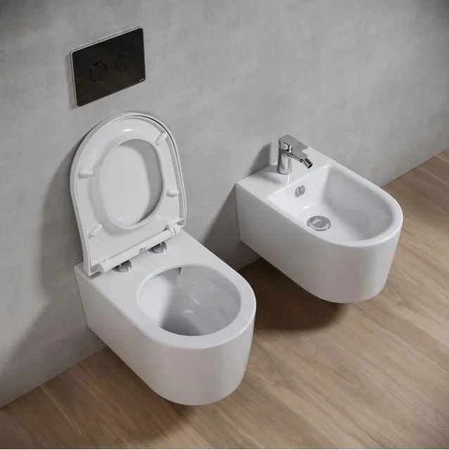 Cersanit Inverto závesná wc misa StreamOn 52 x 35,5 cm + pomaly-padajúce sedátko Slim SC, Biela, S701-419
