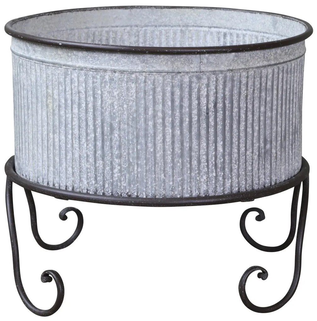 Plechový antik obal na kvetináč/lavór na nožičkách Groo - Ø 37*32cm