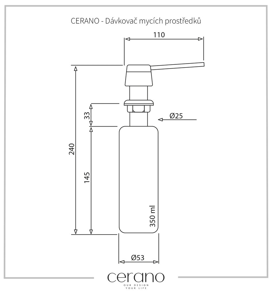 CERANO Cerano, dávkovač umývacích prostriedkov 350ml, šedá, CER-LIVD-221