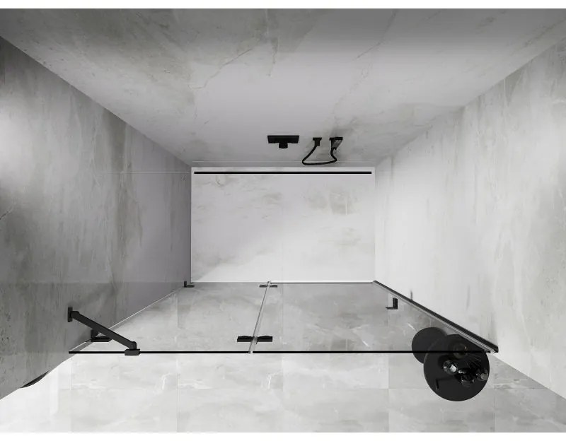 Mexen, Mexen Lunar ľavé otočné sprchové dvere 130 cm, transparentné, pištoľový kov - 834-130-000-95-00-L