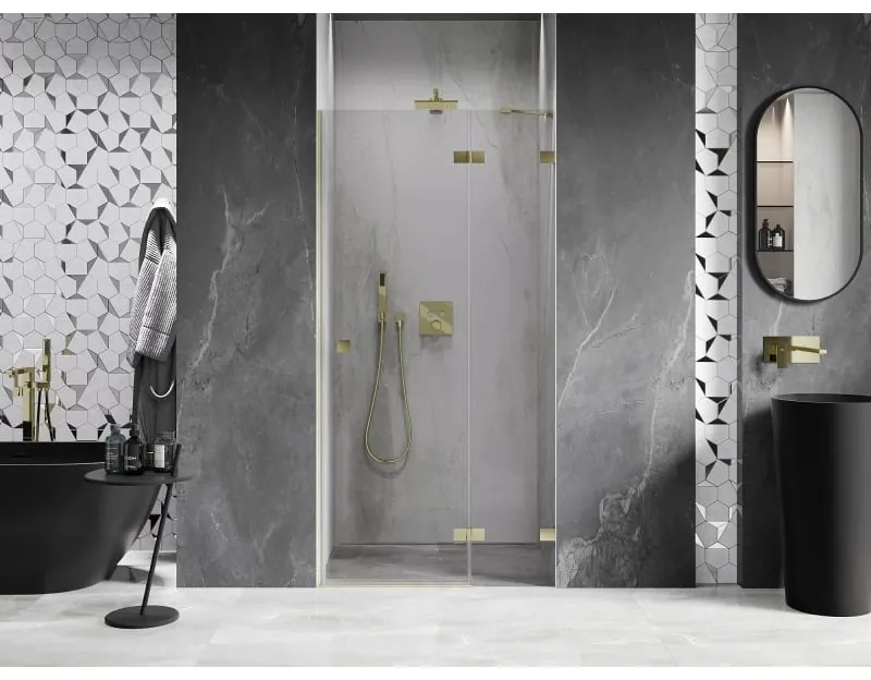 Mexen, Mexen Lunar pravé otočné sprchové dvere 100 cm, transparentné, brúsené zlato - 834-100-000-55-00-P