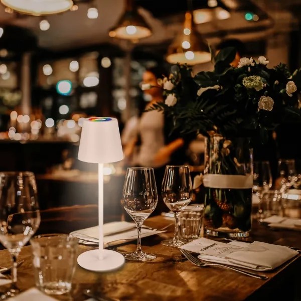 Briloner 7517016 - LED RGB stmievateľná stolová lampa CILANO 3W/5V IP44 2000 mAh biela