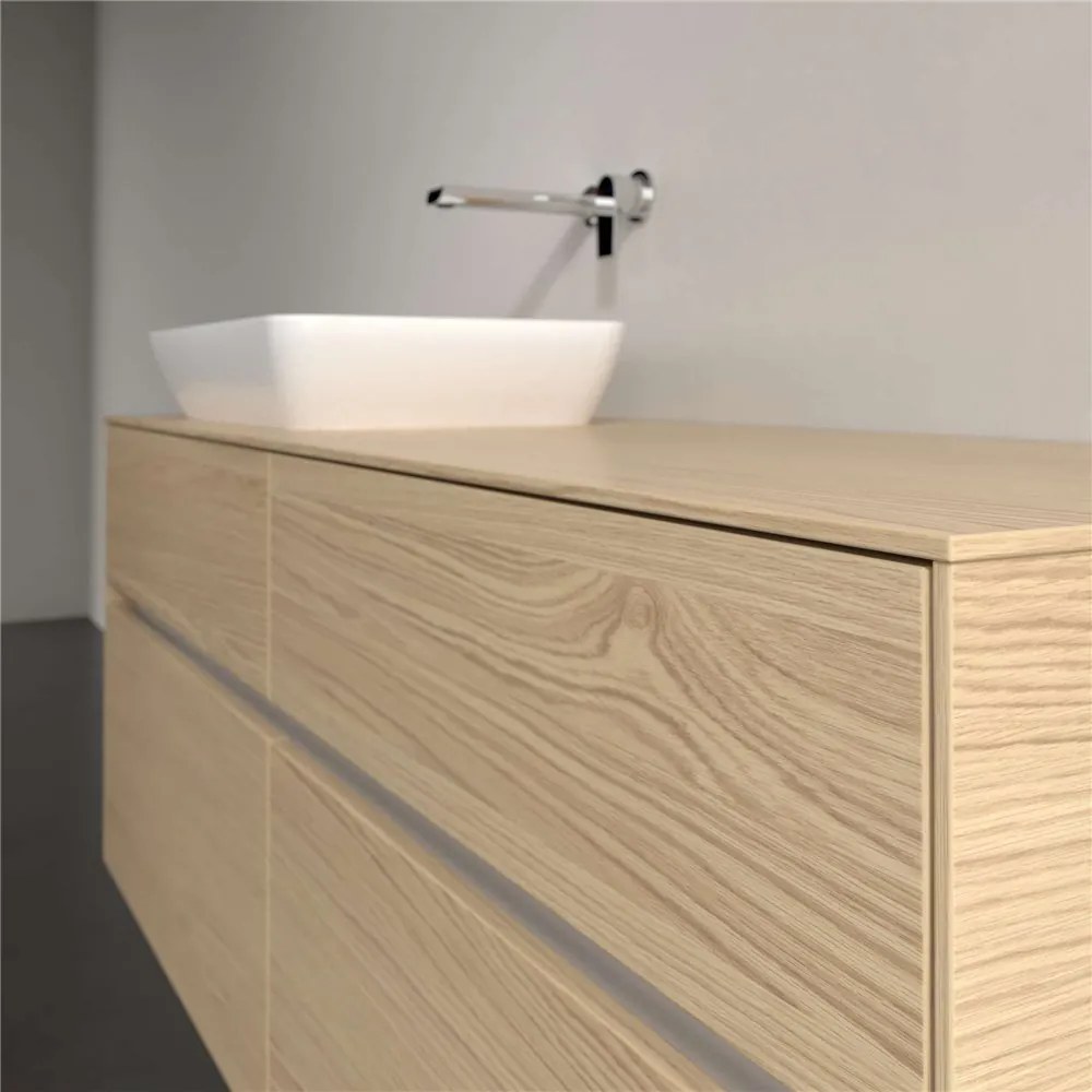 VILLEROY &amp; BOCH Collaro závesná skrinka pod umývadlo na dosku (umývadlo vľavo), 4 zásuvky, s LED osvetlením, 1400 x 500 x 548 mm, Nordic Oak, C117B0VJ