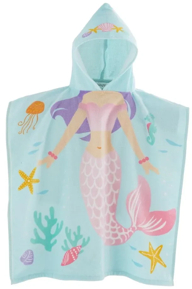 Svetlomodré bavlnené detské pončo Mermaid – Catherine Lansfield
