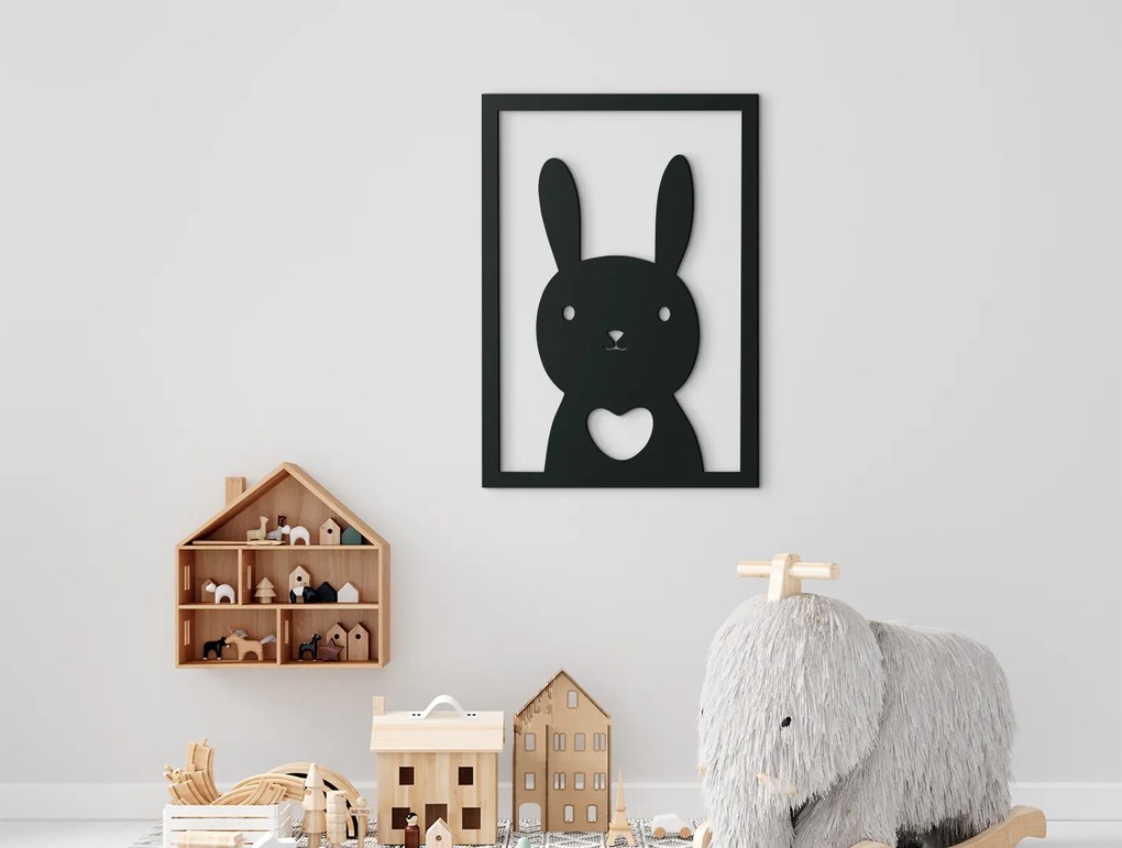 drevko Detský obraz na stenu Zajko Rozmer obrazu: 44,5 x 31 cm, Farba dekorácie: Čierna